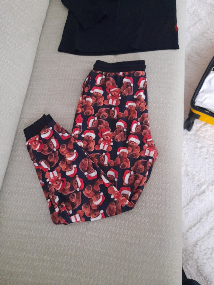 Erkek Siyah Örme Desenli uzun Kollu Pijama Takımı - Görsel 3