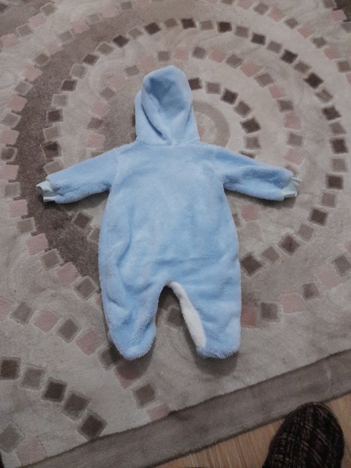 Mavi Kapüşonlu Bebek Tulumu - Görsel 4