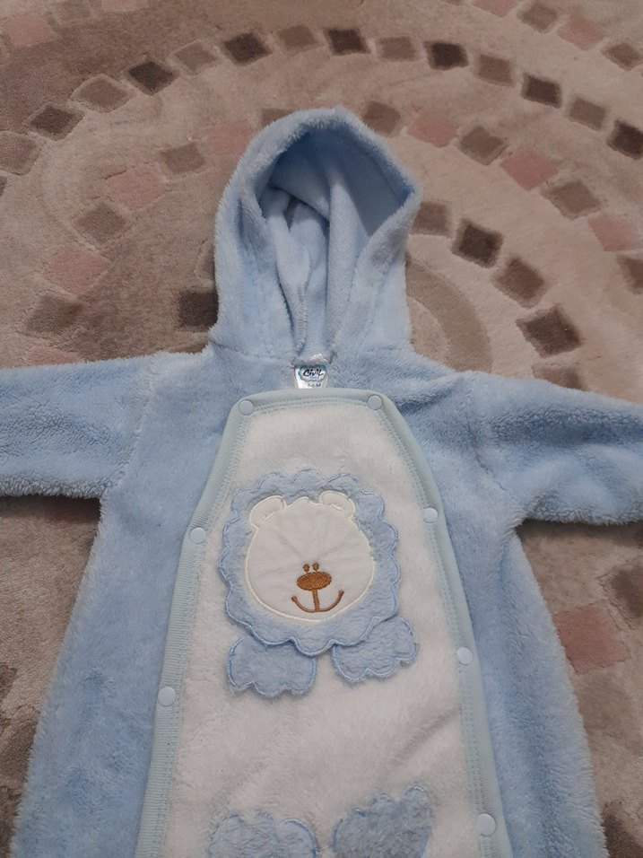 Mavi Kapüşonlu Bebek Tulumu - Görsel 2