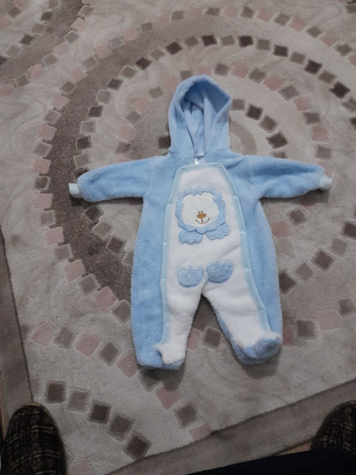 Mavi Kapüşonlu Bebek Tulumu - Görsel 3