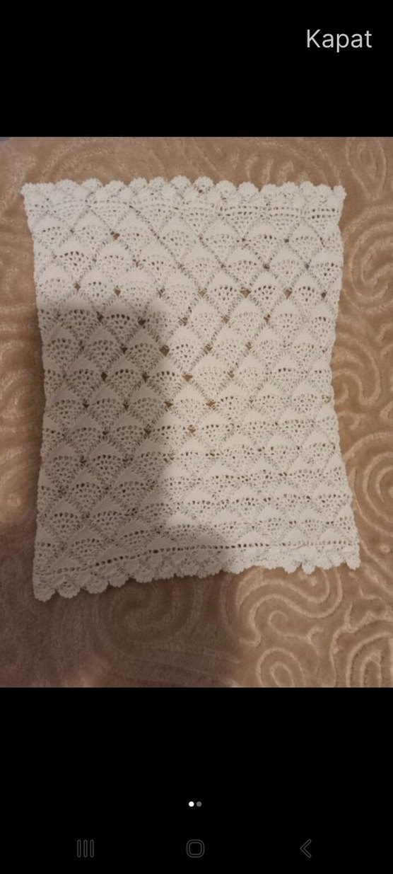 Yastık kılıfı Beyaz El Örgüsü Dantel Örtü - Görsel 2