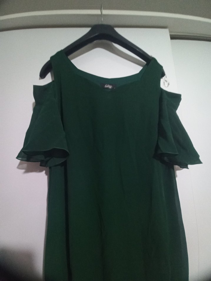 ABIYE Yeşil Midi Omuz Açık Salaş Elbise - Görsel 3