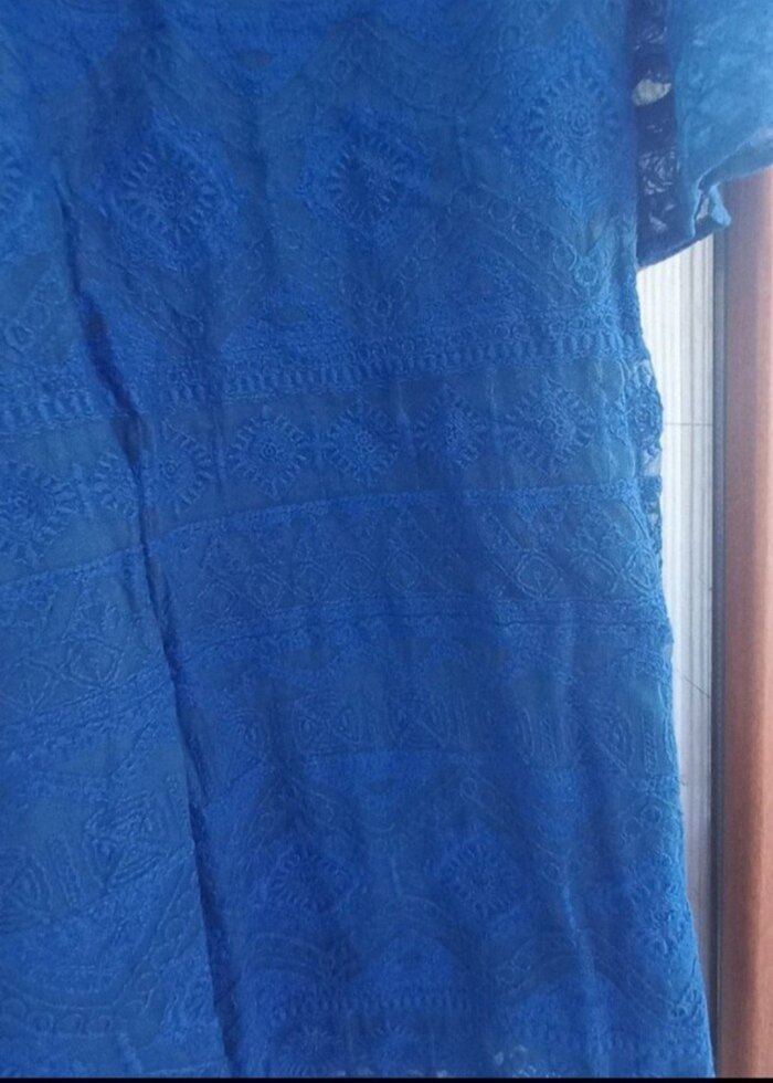 Kadın Mavi Denim Elbise - Görsel 3