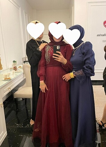 Diğer Tesettür Bordo Renk 38 Beden Abiye
