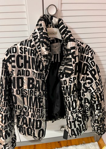 Sokak Stili Baskılı Siyah Gri Kadın Ceket - Görsel 3