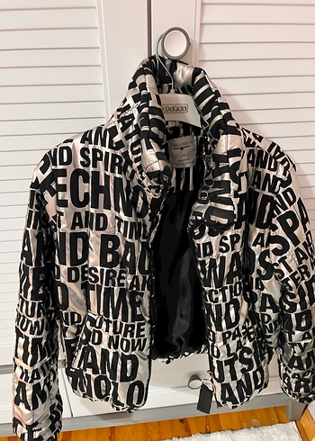 Sokak Stili Baskılı Siyah Gri Kadın Ceket - Görsel 2