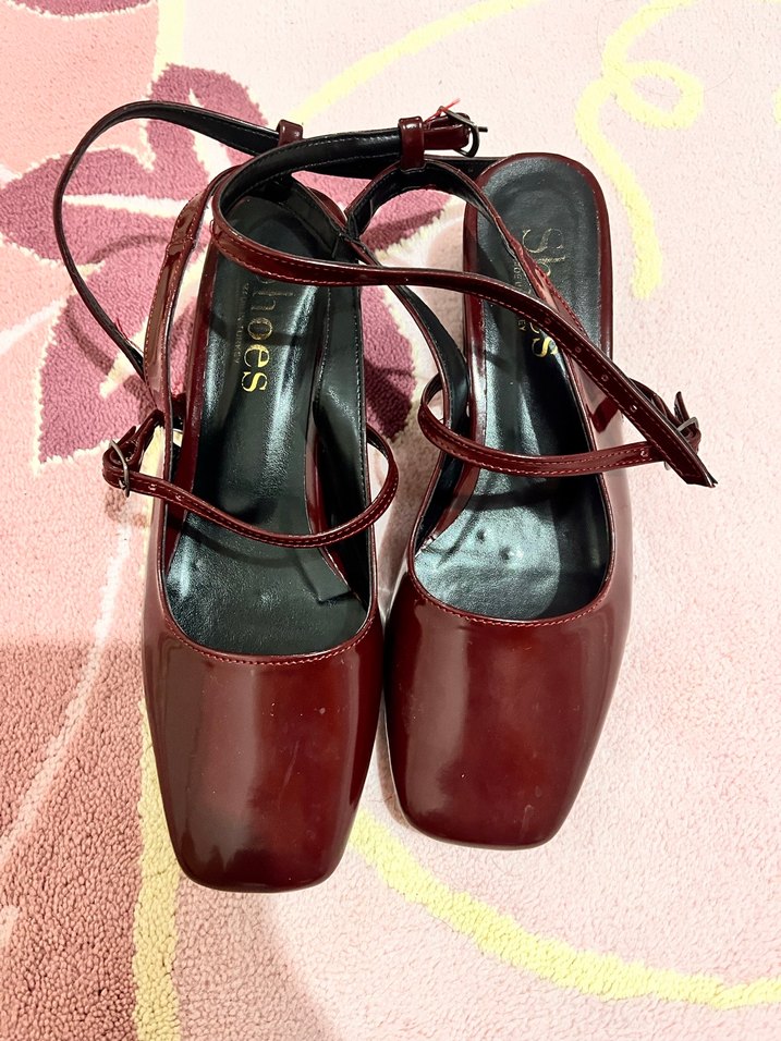 Bordo Tokalı Kadın Klasik Topuklu Ayakkabı - Görsel 2