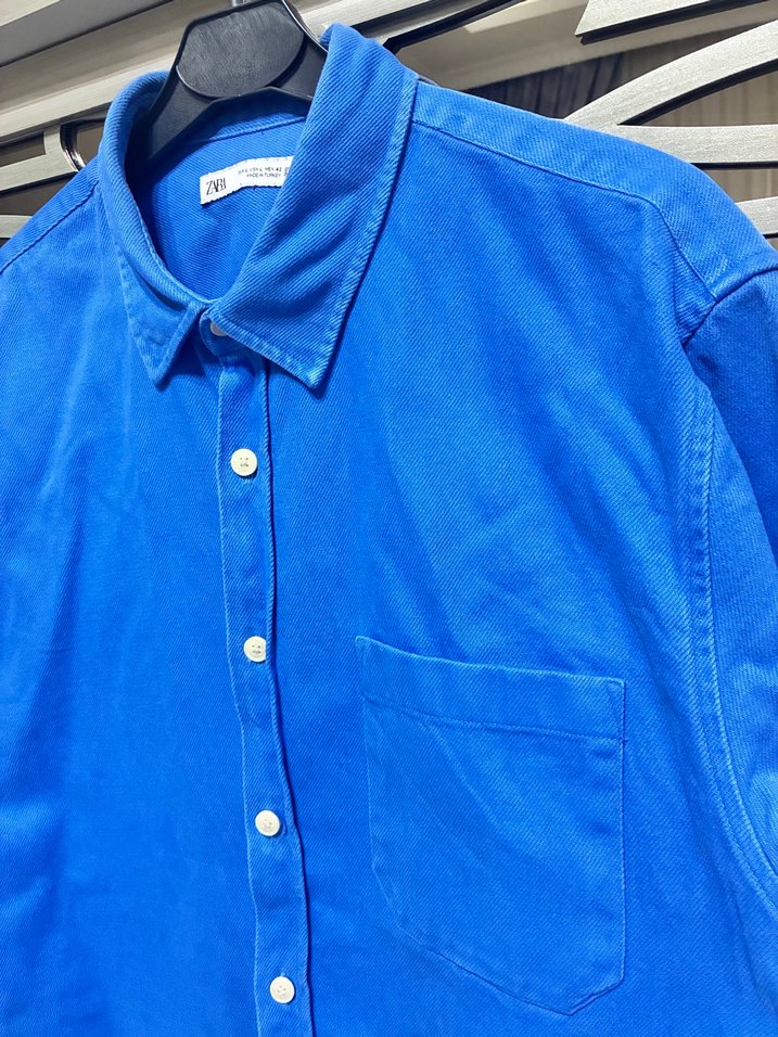Mavi Düğmeli Erkek Kot Gömlek - Görsel 3