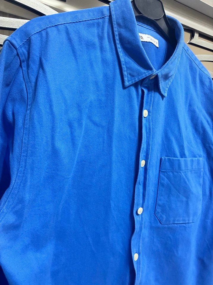 Mavi Düğmeli Erkek Kot Gömlek - Görsel 4
