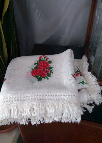 Vintage Nakışlı Beyaz Yatak Örtüsü - Görsel 5