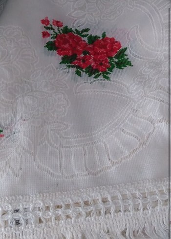 Vintage Nakışlı Beyaz Yatak Örtüsü - Görsel 7