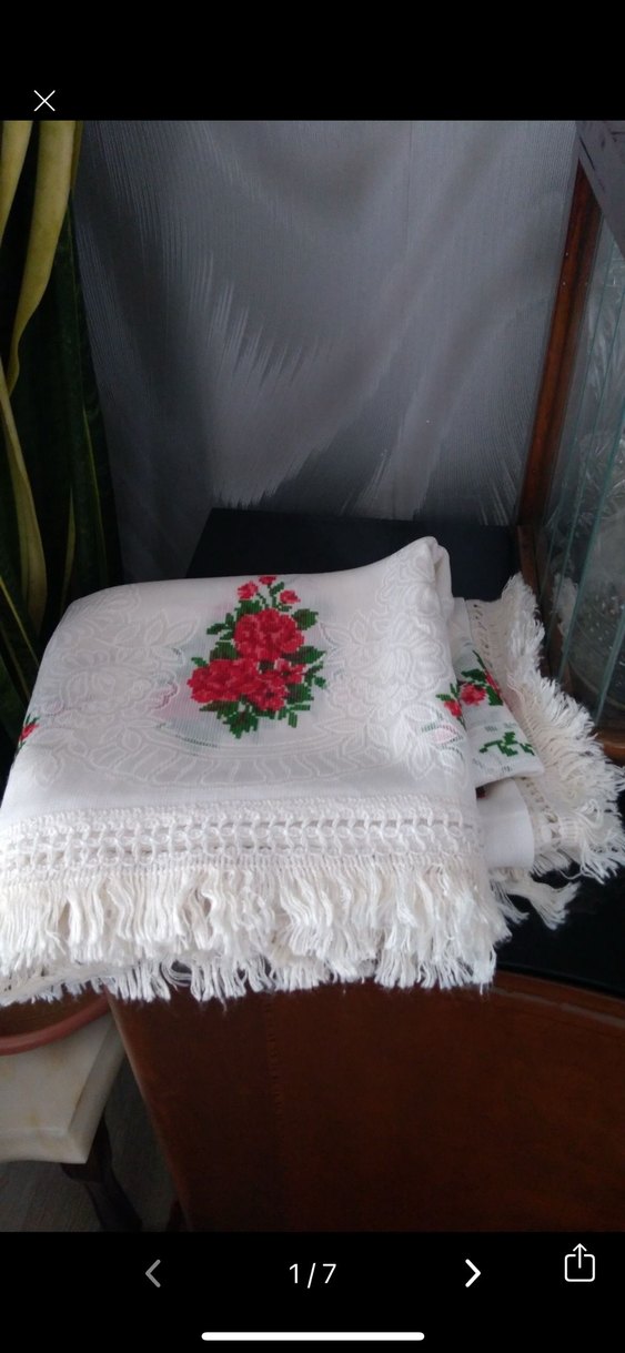 Vintage Nakışlı Beyaz Yatak Örtüsü - Görsel 5