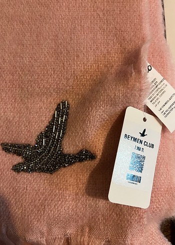 Pembe Püsküllü Yün Kadın Atkı BEYMEN - Görsel 2