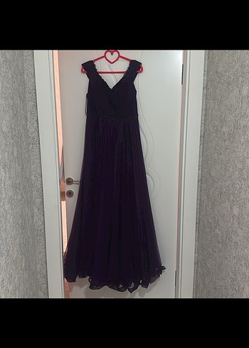 Diğer Mor Uzun Askılı Gotik Abiye Elbise