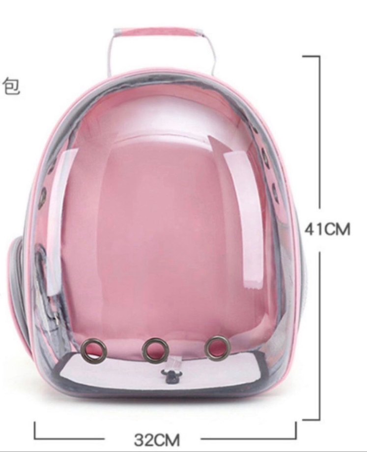 Pastel Pembe Şeffaf Kedi Taşıma Sırt Çantası - Görsel 2
