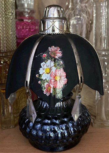 Diğer Çiçek Desenli Siyah Vintage Lamba