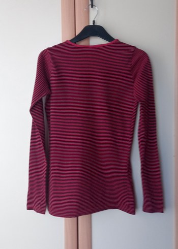 Bordo Çizgili Kız Çocuk Uzun Kollu Tişört - Görsel 6