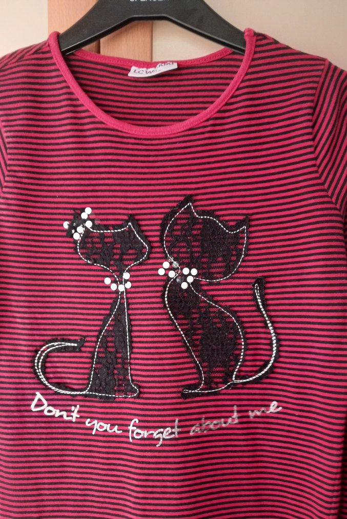 Bordo Çizgili Kız Çocuk Uzun Kollu Tişört - Görsel 2