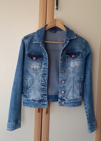 Düğmeli Kadın Mavi Denim Ceket