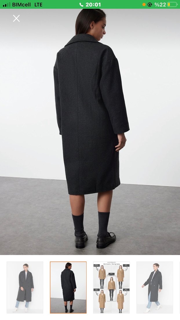 Uzun Siyah Çift Düğmeli Kaban - Görsel 2