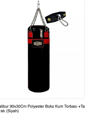 Zincir Detaylı Siyah Deri Boks Torbası - Görsel 4