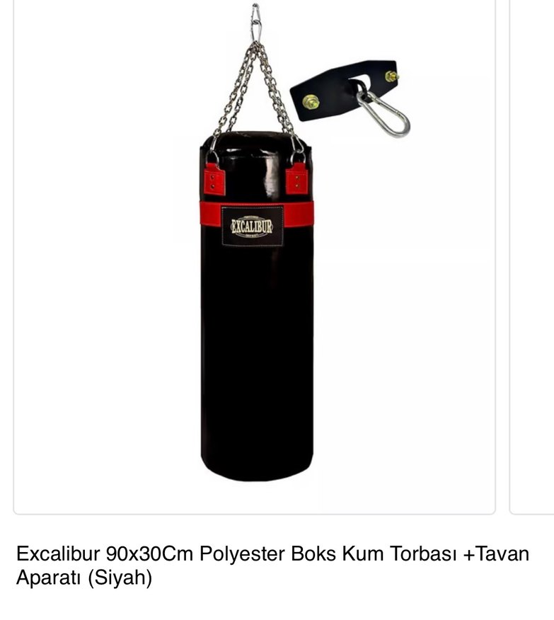 Zincir Detaylı Siyah Deri Boks Torbası - Görsel 4