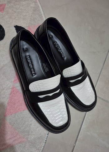 Yılan Desenli Pliseli Blok Topuklu Kadın Loafer - Görsel 2