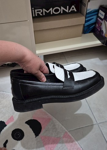 Yılan Desenli Pliseli Blok Topuklu Kadın Loafer - Görsel 4