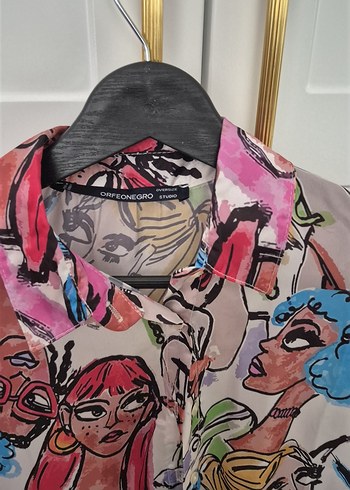 Renkli Baskılı Bohem Kadın Gömlek - Görsel 2