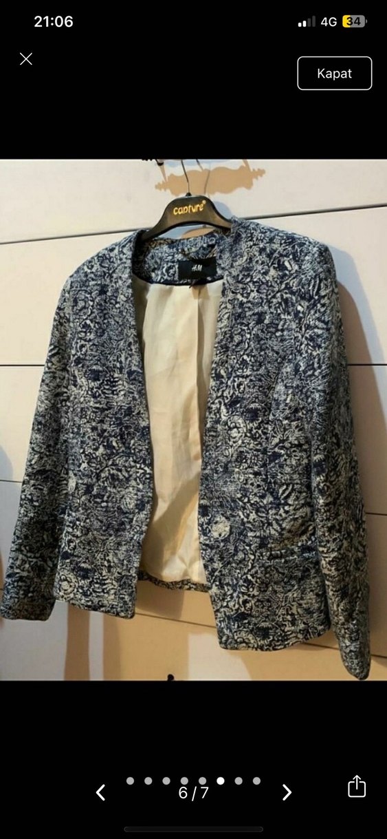 Desenli Düğmeli Kadın Blazer - Görsel 4