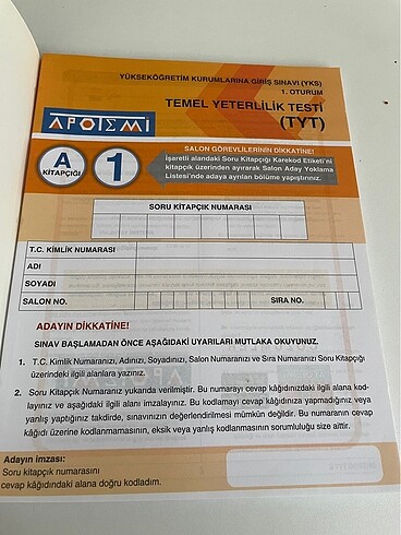  Apotemi Yks Tyt Ayt Deneme