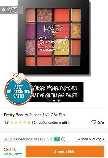  Beden Renk Pretty Beauty Ultimate 16?lı Göz Farı