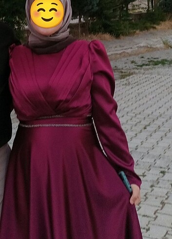 38 Beden bordo Renk Tesettür abiye