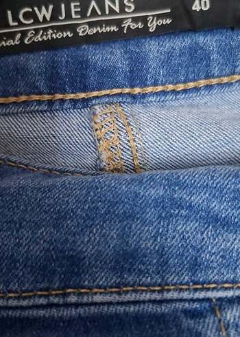 40 Beden mavi Renk Nakış Detaylı Mavi Midi Kot Etek