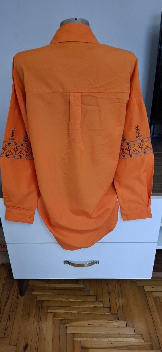 Nakışlı Turuncu Kadın Gömlek - Görsel 2