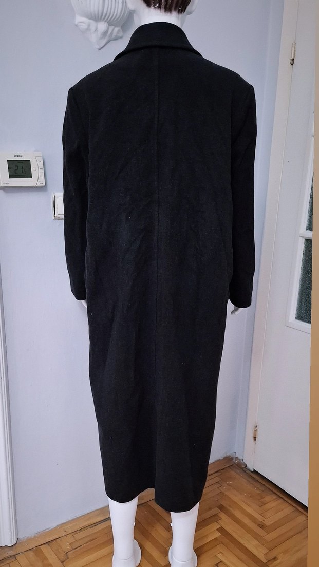 Aksu Siyah Kase Uzun Kadın Manto - Görsel 2