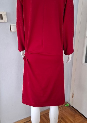 Kırmızı Midi Kadın Triko Elbise - Görsel 2