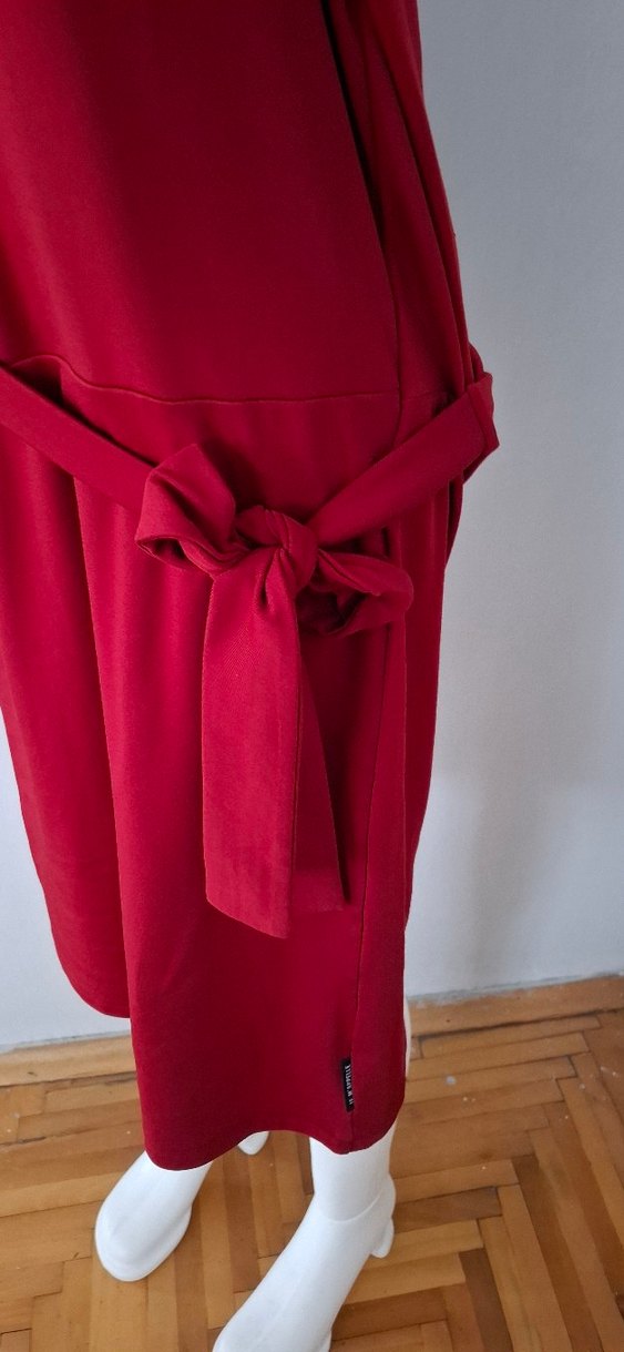 Kırmızı Midi Kadın Triko Elbise - Görsel 3