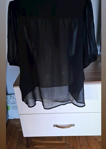 H&M Siyah Düğmeli Uzun Kollu Bluz - Görsel 2