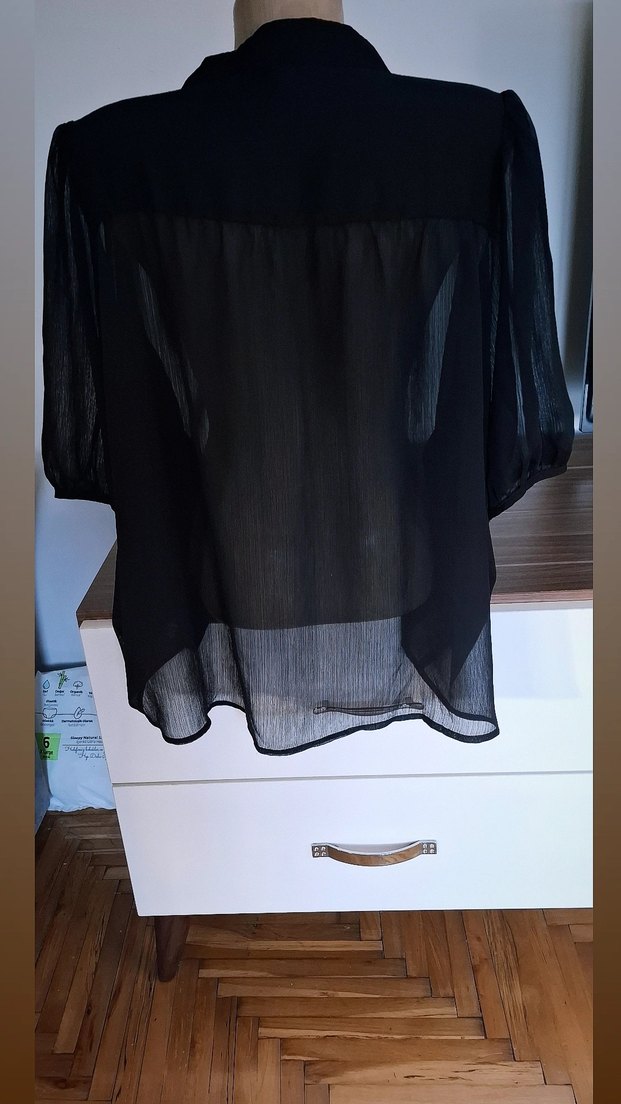 H&M Siyah Düğmeli Uzun Kollu Bluz - Görsel 2