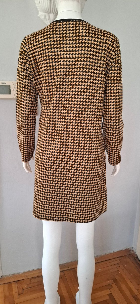 Kahverengi Kareli Düğmeli Kadın Tunik - Görsel 2