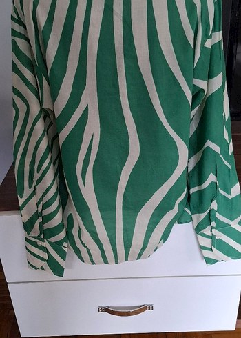 Mango Yeşil Zebra Desenli Uzun Kollu Gömlek - Görsel 2