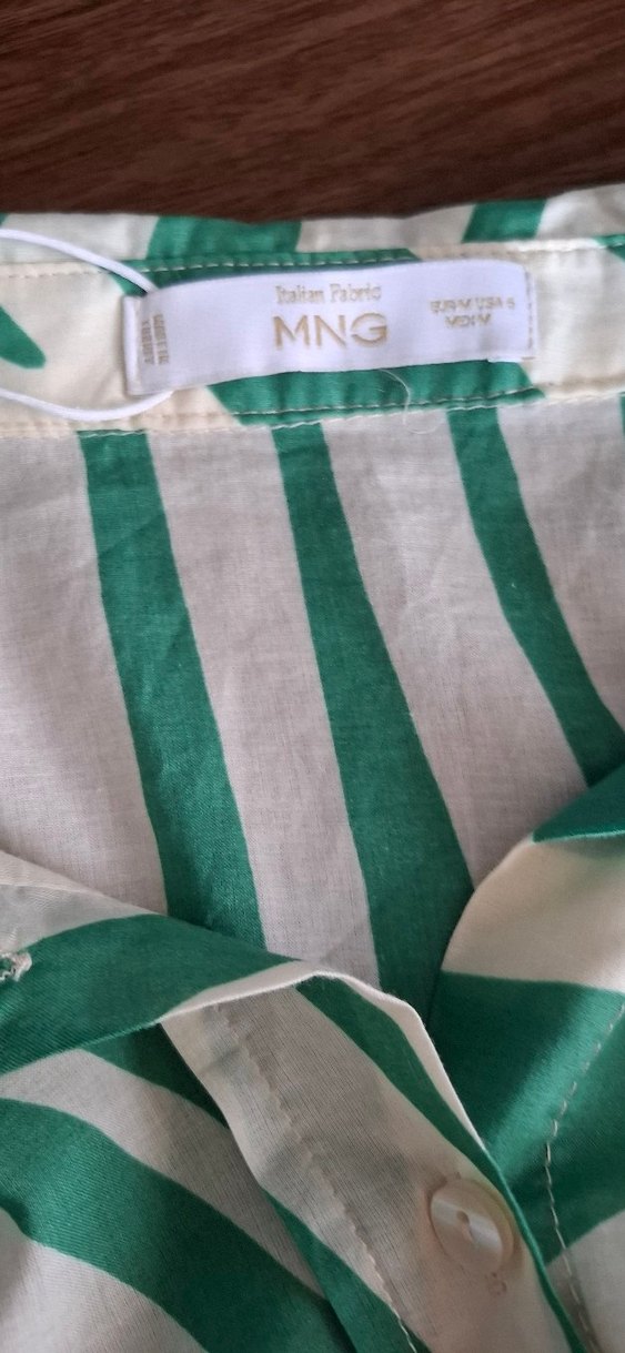 Mango Yeşil Zebra Desenli Uzun Kollu Gömlek - Görsel 3