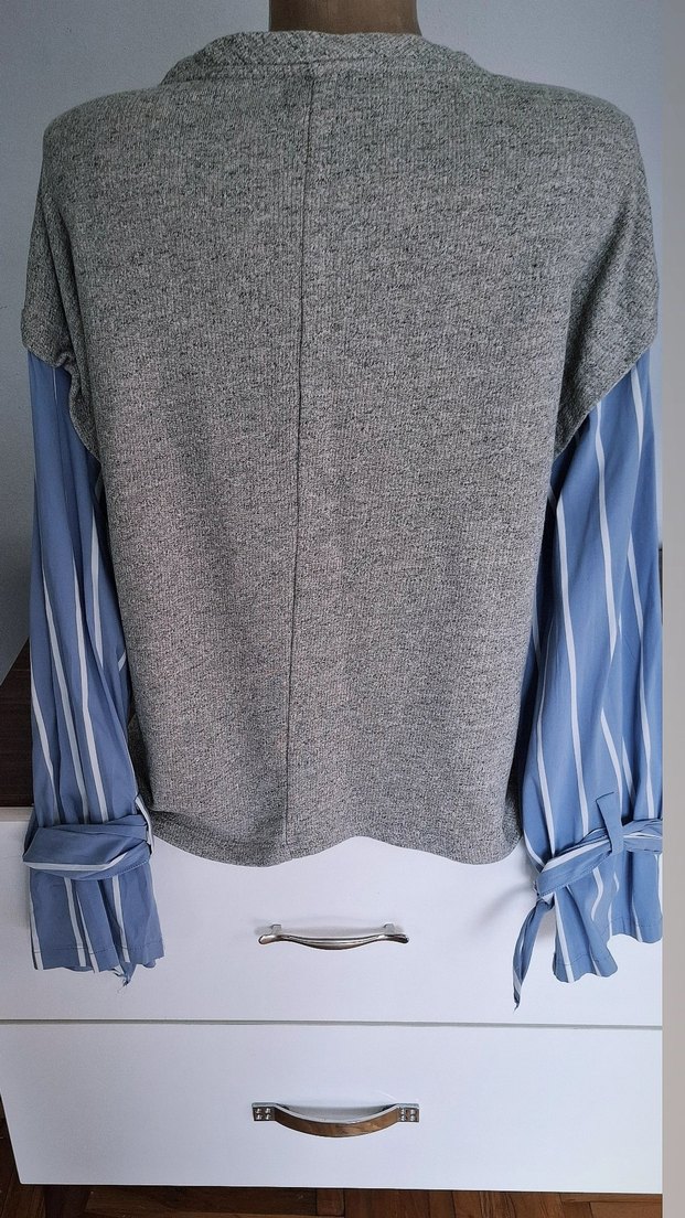 Mudo Gri Triko Detaylı Kadın Gömlek - Görsel 2