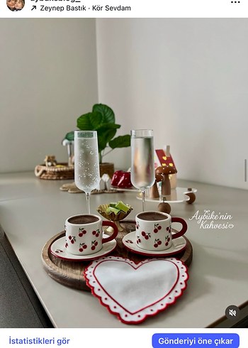 Kiraz Desenli Kahve Fincanı
