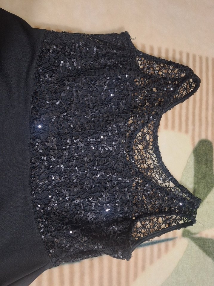 Dantelli Siyah Midi Gothic Abiye Elbise - Görsel 2