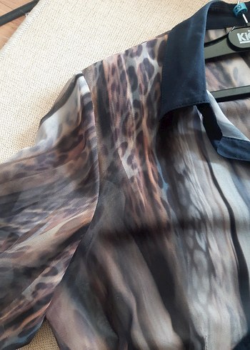 universal Beden gri Renk Düğmeli, Gri Tie-Dye Desenli Kadın Gömlek