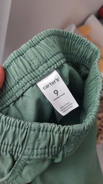 9-12 Ay Beden yeşil Renk Bebek keten pantolon