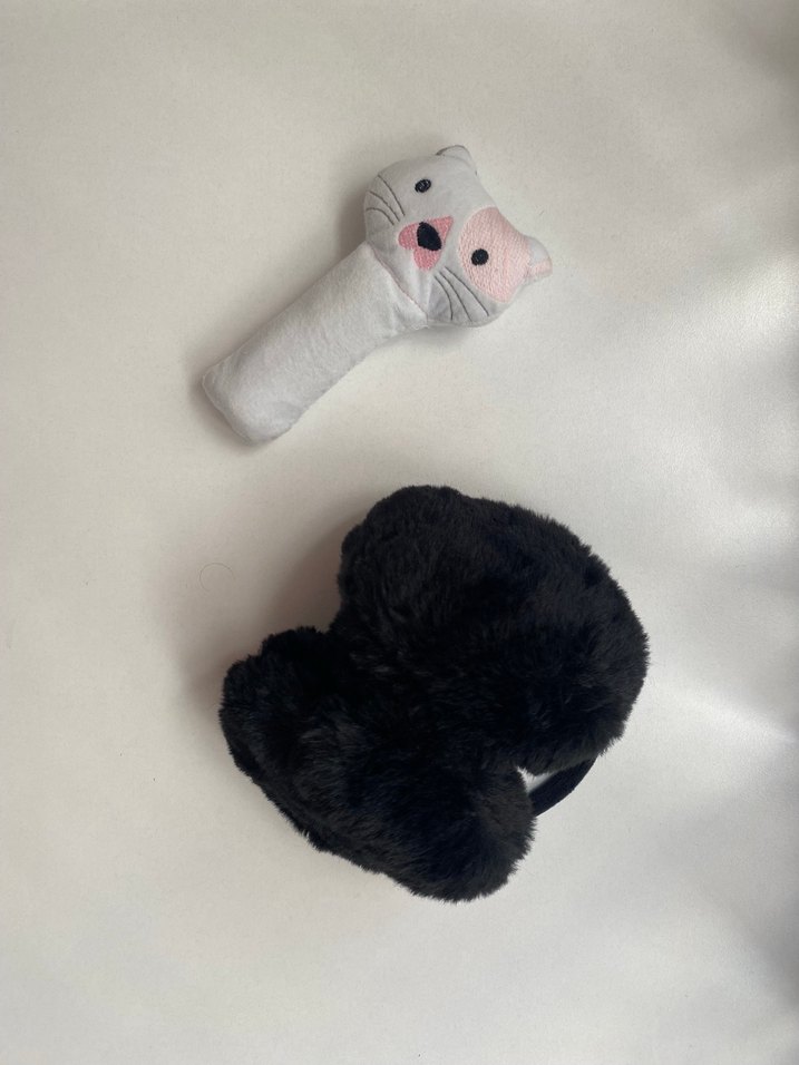 Beyaz Kedi Oyuncağı ve yumuşak peluş kulaklık - Görsel 2