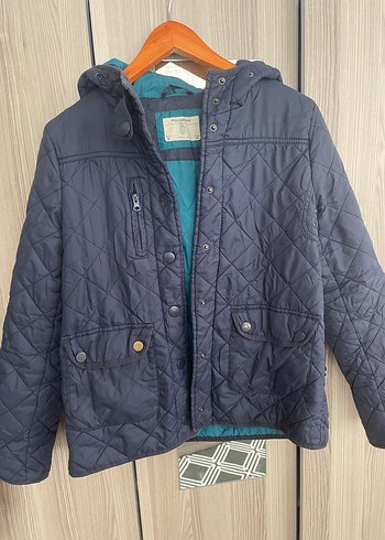 Pull and Bear Düğmeli Kapüşonlu Gri Kadın Ceket